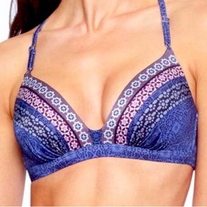 Athleta Aqualuxe Blue Chrome Bikini Top